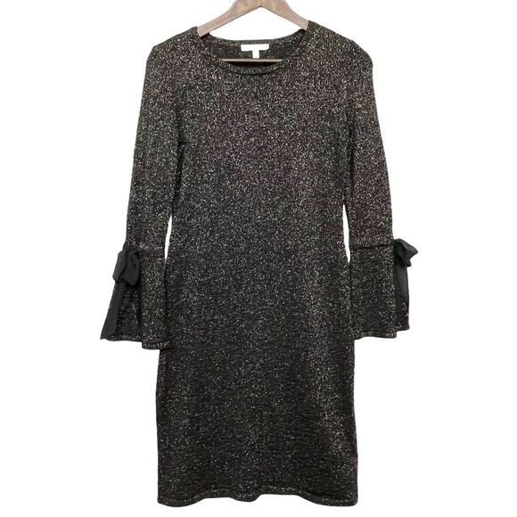 RSVP by Talbots Little Black Dress Size P Metallic Merino Wool‎ Blend Fitted - Picture 1 of 12